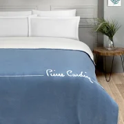 Pierre Cardin Pamuk Battaniye Çift Kişilik Logo İndigo