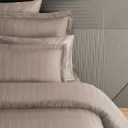 Pierre Cardin Çizgili Saten Nevresim Takımı Çift Kişilik Voyage Bej