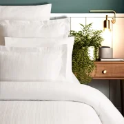Pierre Cardin Çizgili Saten Nevresim Takımı Çift Kişilik Voyage Beyaz